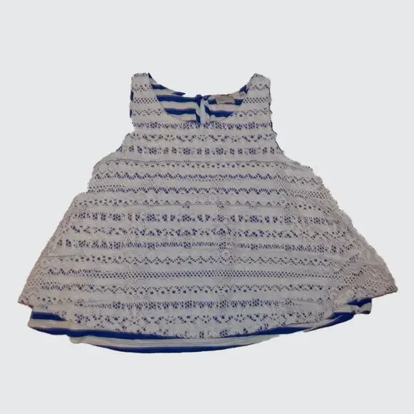 Anthropologie XS women's lace tank blue and white striped by postmark - Picture 1 of 6